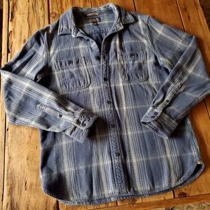 Wallin & Bros Men's Blue Plaid Cotton Button Down Shirt Large